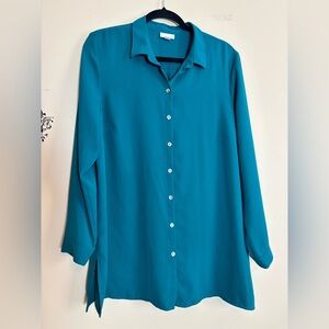 J Jill blouse tunic length women’s size Large Teal